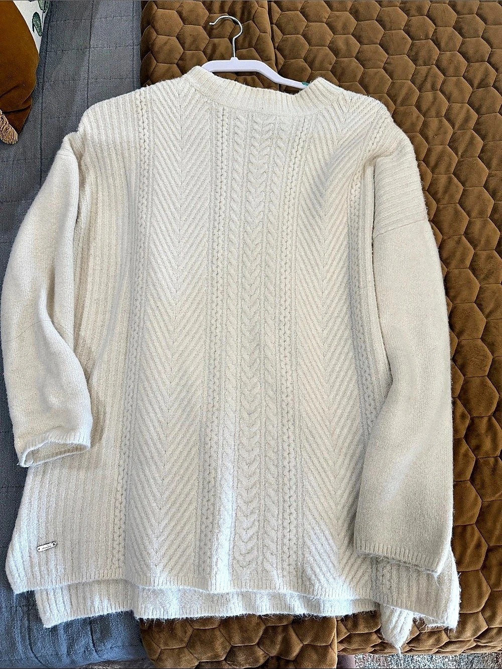 Joules Josa Cable Knit Sweater White Size 8